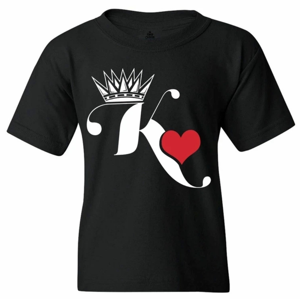 Gildan Black Tee with Crown and Heart Design